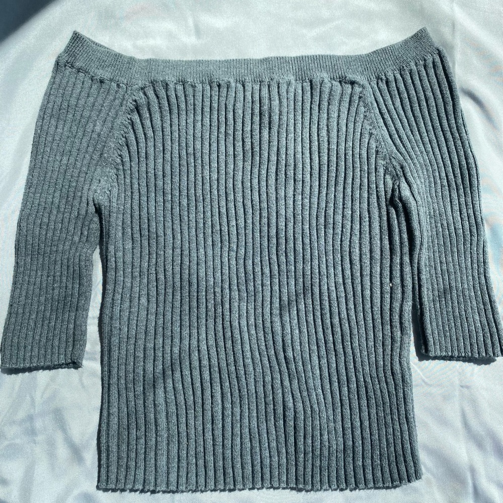 Kendall & Kylie Grey Off Shoulder Top